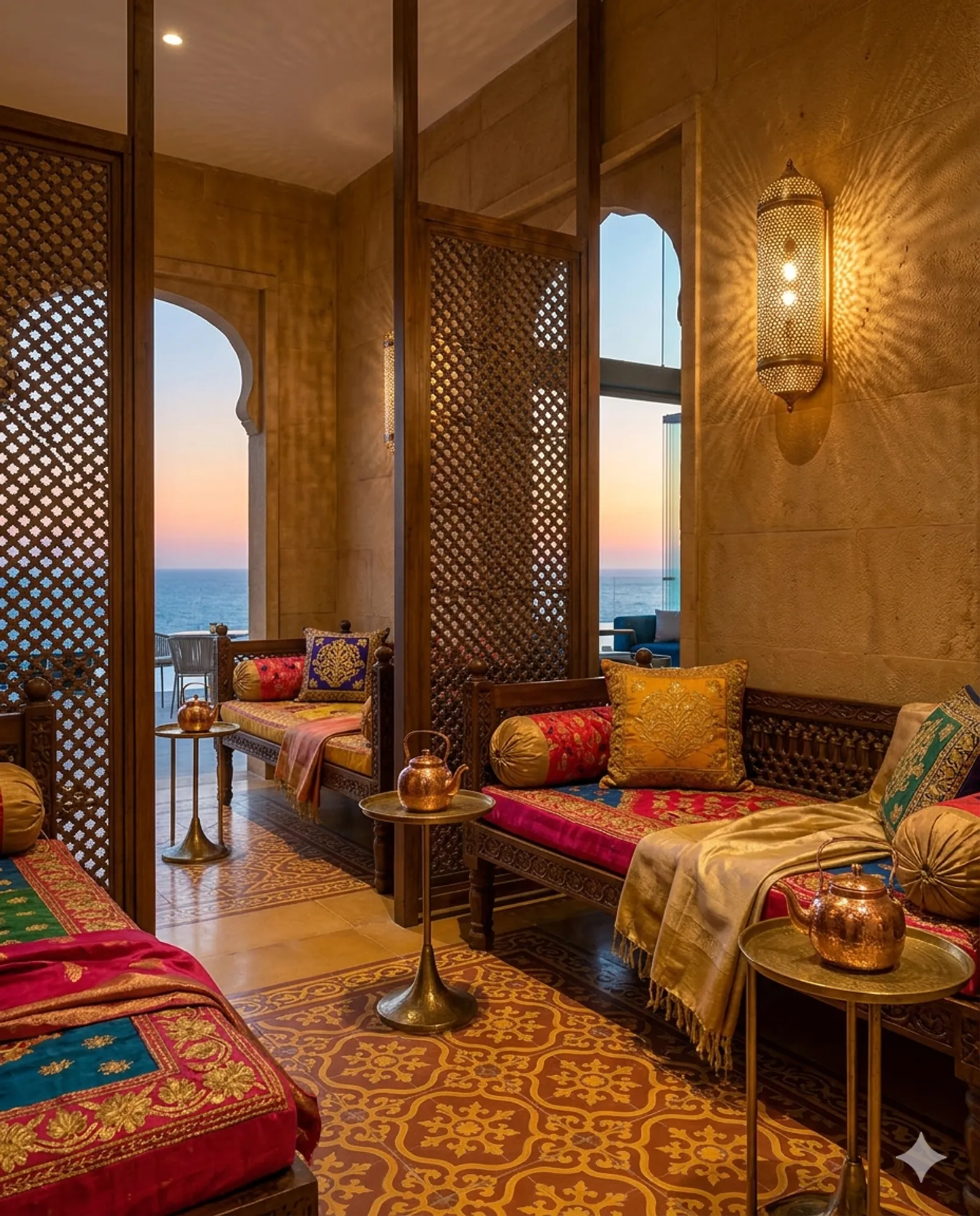 A terrace lounge facing the sea